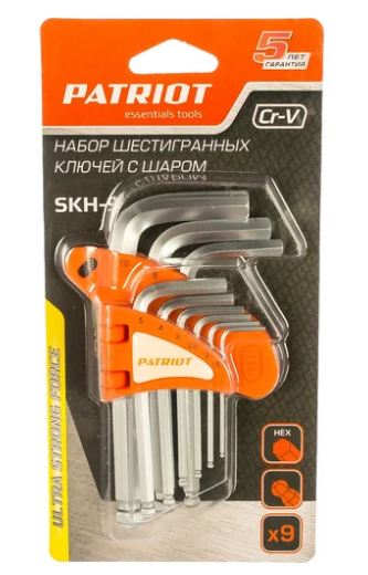 Набор ключей PATRIOT SKH-9, 1,5-10мм, CRV, 9 шт