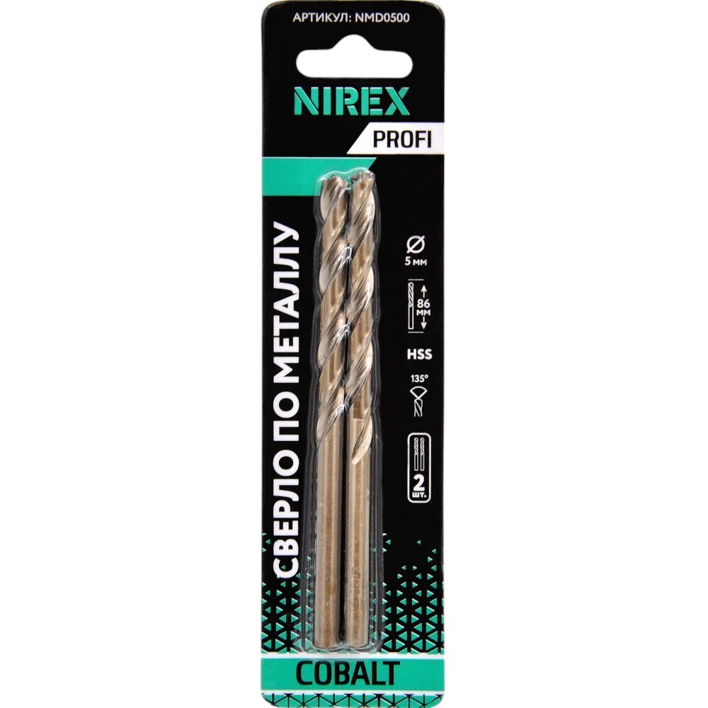 Сверло NIREX Profi по металлу Cobalt 5*86 мм NMD0500 Сверло NIREX Profi по металлу Cobalt 5*86 мм NMD0500