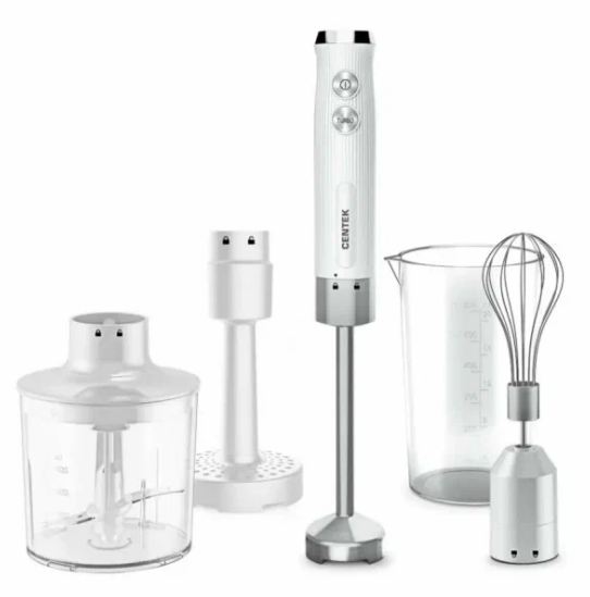 Блендер Centek CT-1352 /бел, 1000Вт, 4в1, блендер/венчик/пюре/чоппер 400мл +мерный стакан 600мл
