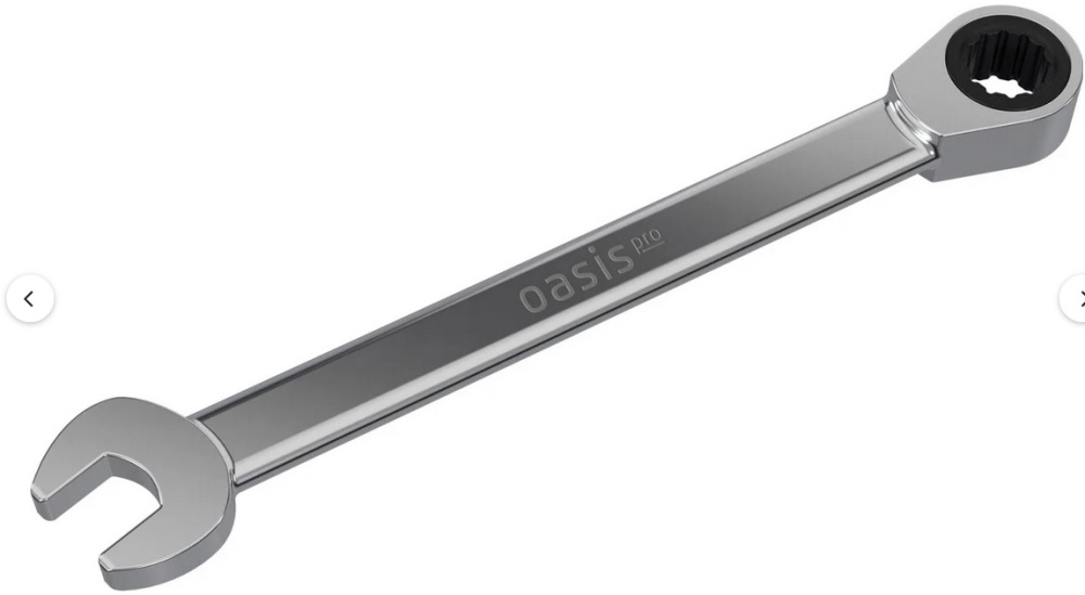 Ключ комбинированный гаечный Oasis Pro 12 мм с трещоткой (глянцевый хром) Ключ комбинированный гаечный Oasis Pro 12 мм с трещоткой (глянцевый хром)