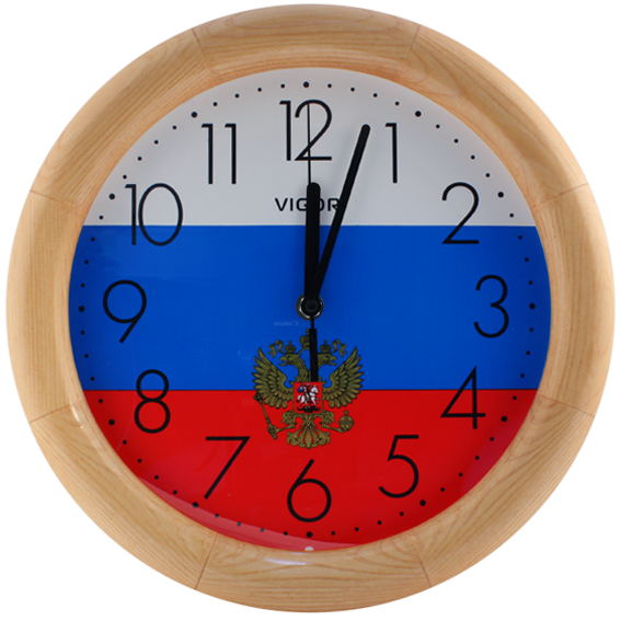 Часы настенные Vigor Д-30 флаг с гербом в деревянном корпусе