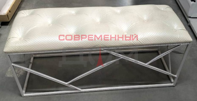 Банкетка "Тиффани" (белый с серебром, пунто перламутр) Размеры 1100х400х500 мм. Вес 12 кг