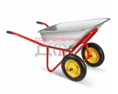Тачка строительная Profi PU двухколесн, сталь,240кг,110л, 0.8мм, втулка d25мм,PU3.25х8, красная,Корона, 32.110.240