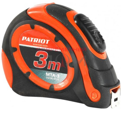 Рулетка PATRIOT MTA-3 /автостоп, ударопрочный корпус, обрезиненная, 3м