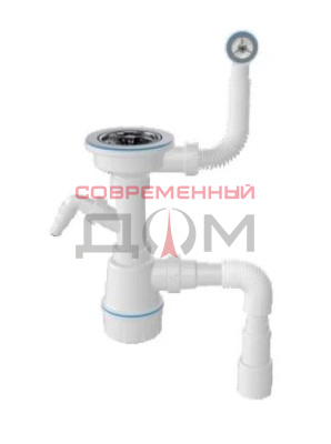 Сифон AV Engineering для кухни с прямоуг. переливом ,выпуск 3
