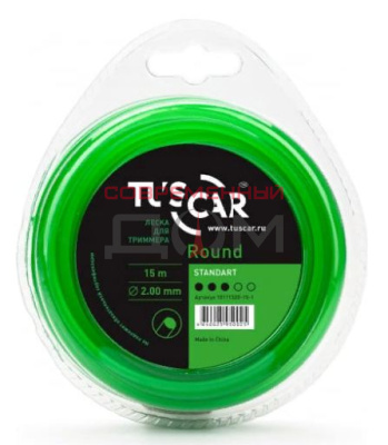 Леска для триммера TUSCAR Round Standart, 2,0мм*15м