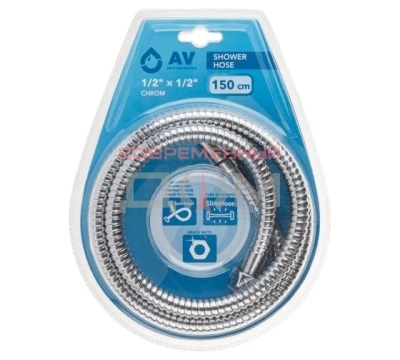 Шланг душевой AV Engineering AVSSS-118 SUS/EPDM, 1/2" г-г 150 см, хром, anti-twist