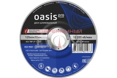 Диск шлифовальный Oasis Pro 125х6х22 мм